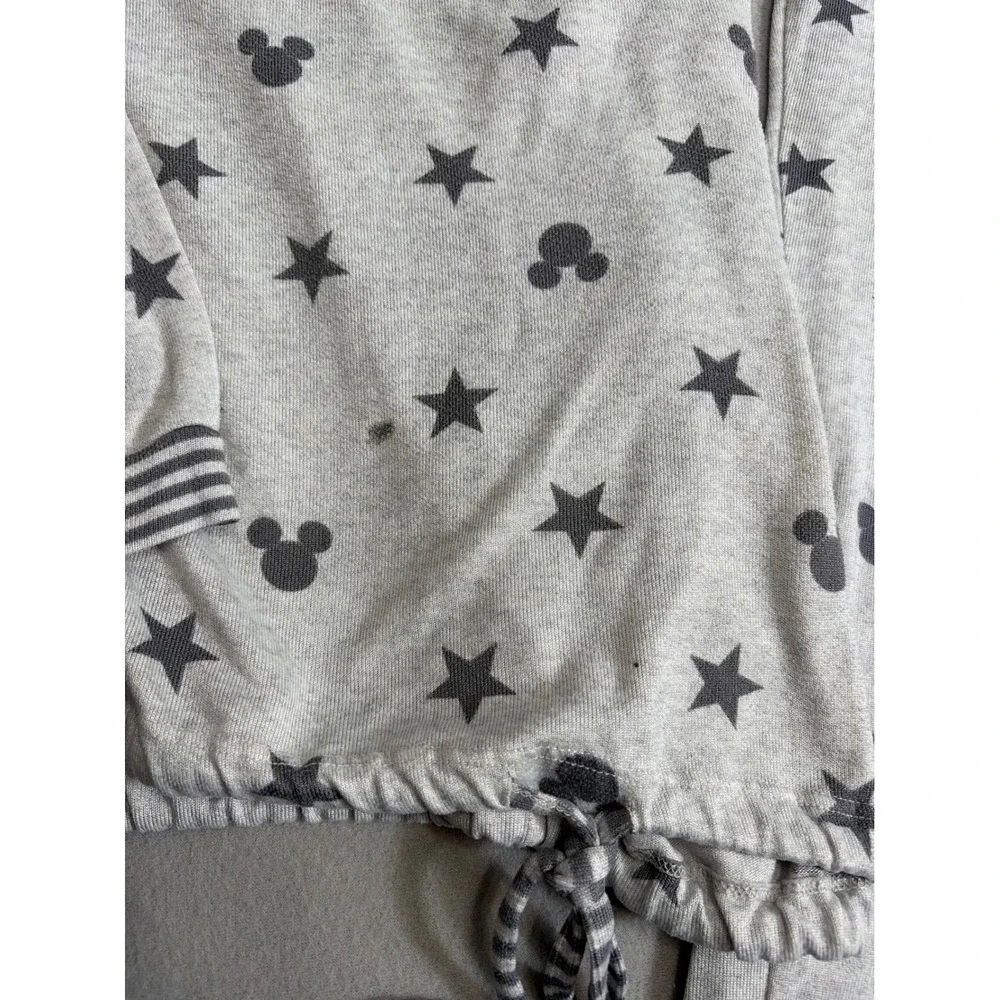 Disney Mickey Mouse Stars Pajama Set Gray Long Sleeve Top Joggers Large - Picture 2 of 7
